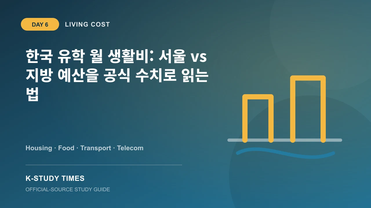 서울과 지방의 공식 주거·물가 지표와 대학별 예산표를 비교하는 유학생